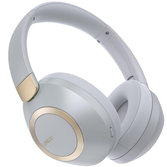 LORELEI B-C6 Kabellose Over-Ear-Kopfhörer, 50H Playtime Faltbare, leichte Bluetooth-Headsets, Tiefe Bässe, eingebautes Mikrofon, Ohrenschützer aus Memory-Schaumstoff, für Reisen(Smoke Gray)
