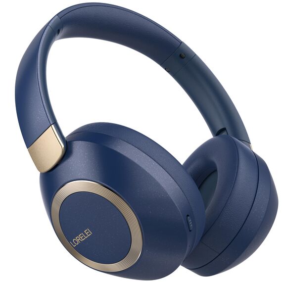 LORELEI B-C6 Kabellose Over-Ear-Kopfhörer, 50H Playtime Faltbare, leichte Bluetooth-Headsets, Tiefe Bässe, eingebautes Mikrofon, Ohrenschützer aus Memory-Schaumstoff, für Reisen(Navy)