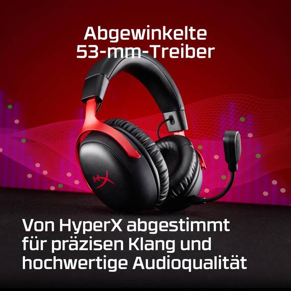 HyperX Cloud III S – Kabelloses Gaming-Headset, Multiplattform, 2,4 GHz, Bluetooth, Akkulaufzeit bis zu 120 Stunden, 2,4 GHz, 53-mm-Neigungstreiber, 10-mm-abnehmbares Mikrofon – Weiß