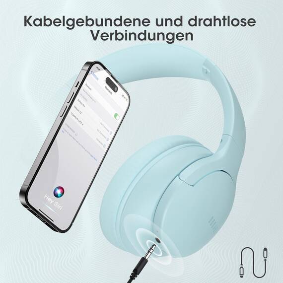 DOQAUS Bluetooth Kopfhörer Over-Ear Bis zu 90 Std,Kopfhörer Over Ear mit 3 EQ-Modi, HiFi-Stereo Faltbares Bluetooth 5.4 Wireless Headphones für Reisen/Büro/Handy/PC
