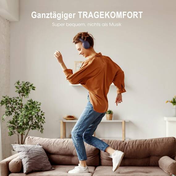 DOQAUS Kopfhörer Kabellos Bluetooth,Bis zu 90 Std Bluetooth Kopfhörer Over-Ear mit 3 EQ-Modi, HiFi Stereo, Eingebautes Mikrofon, Faltbares Wireless Headphones für Handys/iPad/Laptops/PC (Lila)