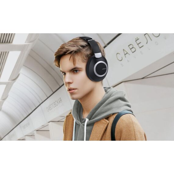 LORELEI B-C6 Kabellose Over-Ear-Kopfhörer, 50H Playtime Faltbare, leichte Bluetooth-Headsets, Tiefe Bässe, eingebautes Mikrofon, Ohrenschützer aus Memory-Schaumstoff, für Reisen(Space Black)