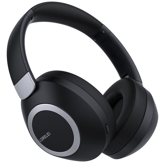 LORELEI B-C6 Kabellose Over-Ear-Kopfhörer, 50H Playtime Faltbare, leichte Bluetooth-Headsets, Tiefe Bässe, eingebautes Mikrofon, Ohrenschützer aus Memory-Schaumstoff, für Reisen(Space Black)