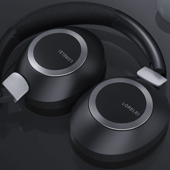 LORELEI B-C6 Kabellose Over-Ear-Kopfhörer, 50H Playtime Faltbare, leichte Bluetooth-Headsets, Tiefe Bässe, eingebautes Mikrofon, Ohrenschützer aus Memory-Schaumstoff, für Reisen(Space Black)
