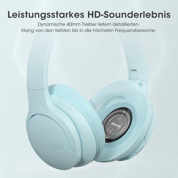 DOQAUS Bluetooth Kopfhörer Over-Ear Bis zu 90 Std,Kopfhörer Over Ear mit 3 EQ-Modi, HiFi-Stereo Faltbares Bluetooth 5.4 Wireless Headphones für Reisen/Büro/Handy/PC