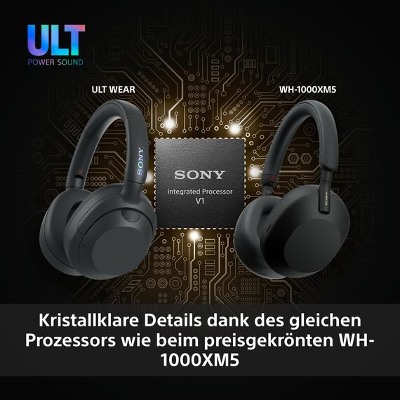 Sony ULT WEAR - Kabellose Kopfhörer mit Noise Cancelling, ULT Power Sound, ultimativer Deep Bass, selbem Prozessor wie WH-1000XM5, klare Anrufe, 30 Stunden Akkulaufzeit, iOS und Android - Forest-Gray