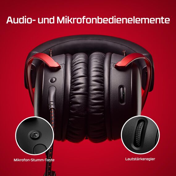 HyperX Cloud III Gaming-Headset Kabelgebunden – 53-mm-Treiber, Memory Foam, DTS, Noise-Cancelling Mikrofon, USB-C/USB-A/3,5mm, für PC, PS5, PS4, Xbox, Switch, Mac – Schwarz/Rot
