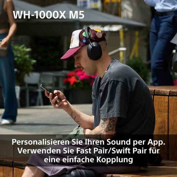 Sony WH-1000XM5 Kabelloser Premium-Kopfhörer mit Noise Cancelling, Bluetooth, kristallklare Anrufqualität, Hi-Res-Audio, bis zu 30 Std Akkulaufzeit, inkl. Hardcase, iOS & Android - Smoky Pink
