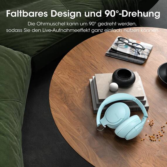 DOQAUS Bluetooth Kopfhörer Over-Ear Bis zu 90 Std,Kopfhörer Over Ear mit 3 EQ-Modi, HiFi-Stereo Faltbares Bluetooth 5.4 Wireless Headphones für Reisen/Büro/Handy/PC