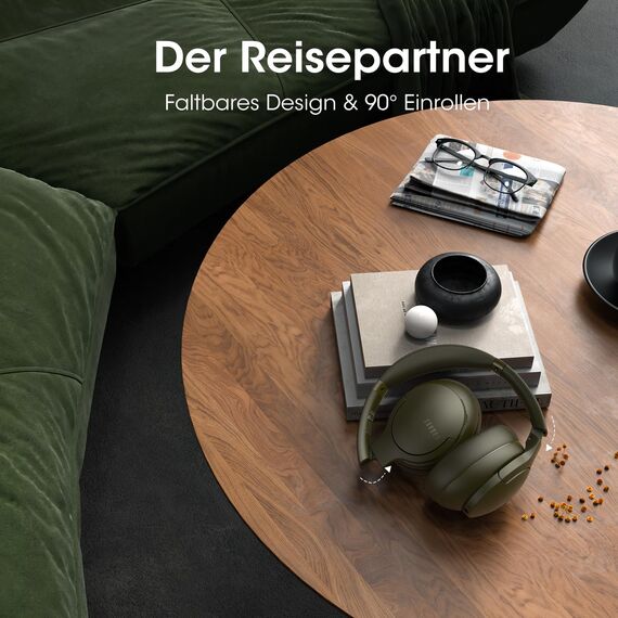 DOQAUS Kopfhörer Kabellos Bluetooth,Bis zu 90 Std Bluetooth Kopfhörer Over-Ear mit 3 EQ-Modi, HiFi Stereo, Eingebautes Mikrofon, Faltbares Wireless Headphones für Handys/iPad/Laptops/PC (Grün)