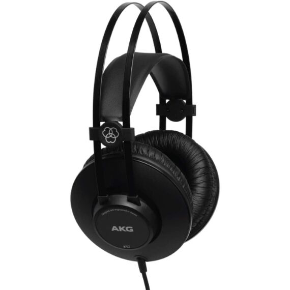 AKG K52 Geschlossener Hochleistungs-Monitoring-Studiokopfhörer, kabelgebunden, leichtes Design, 3,5-mm- und 1/4-Zoll-Adapter, 3 m Kabel - Schwarz