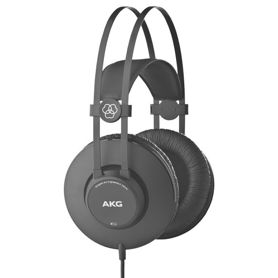 AKG K52 Geschlossener Hochleistungs-Monitoring-Studiokopfhörer, kabelgebunden, leichtes Design, 3,5-mm- und 1/4-Zoll-Adapter, 3 m Kabel - Schwarz