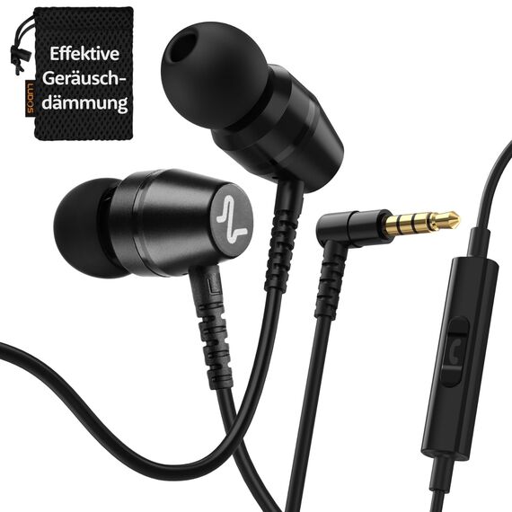 LUDOS OMNITONE Kopfhörer In Ear Kopfhörer mit Kabel und Mikrofon, 5 Jahre Garantie, In Ear Ohrhörer, 3,5 mm Klinkenstecker Earbuds, Satte Bässe Earphones, Headphones für iPhone, iPad, Huawei, Samsung
