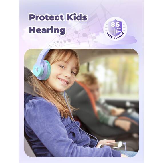 iClever Kinder Kopfhörer, Kinderkopfhörer mit Kabel 85dBA Sichere Lautstärke, HS19S Stereo-Sound Over Ear Kopfhörer für Kinder, Hi-Fi Klang, 3,5 mm kabelgebundene, Faltbare Kopfhörer für iPad/Computer
