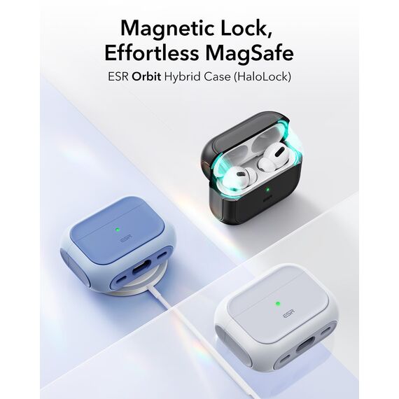 ESR für Airpods Pro 2 Hülle (2023/2022/2019), kompatibel mit AirPods Pro 2./1. Generation, MagSafe Ready, Magnetischer Deckel, USB-C/Lightning Kabel, Hybrid Sturzschutz, Schwarz