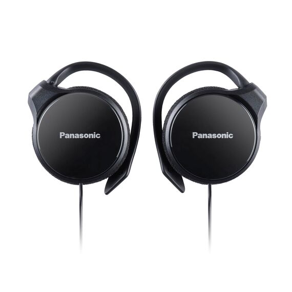 Panasonic RP-HS46E-K Clip-Ohrhörer, kompakte Clip-Kopfhörer, ergonomischer Ohrbügel, 30-mm-Wandler, 1,1 Meter Kabel, 3,5-mm-Klinkenstecker, Schwarz