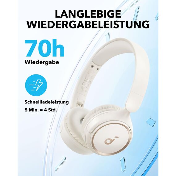 soundcore H30i Kabellose On-Ear Kopfhörer, Faltbares Design, Purer Bass, 70h Wiedergabe, Bluetooth 5.3, Leicht und bequem, App Steuerung, Multipoint-Verbindung