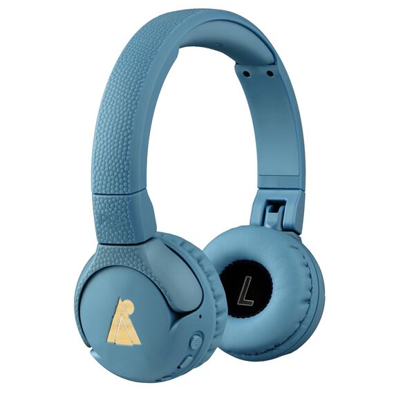 POGS Drahtloser Bluetooth Kinderkopfhörer | The Gecko 2 | Faltbarer robuster Kinderkopfhörer ab 3 Jahren | Lautstärkebegrenzung 70-85 dB | Mikrofon | On-Ear | Drahtlose Musik-Sharing-Funktion (rBlau)