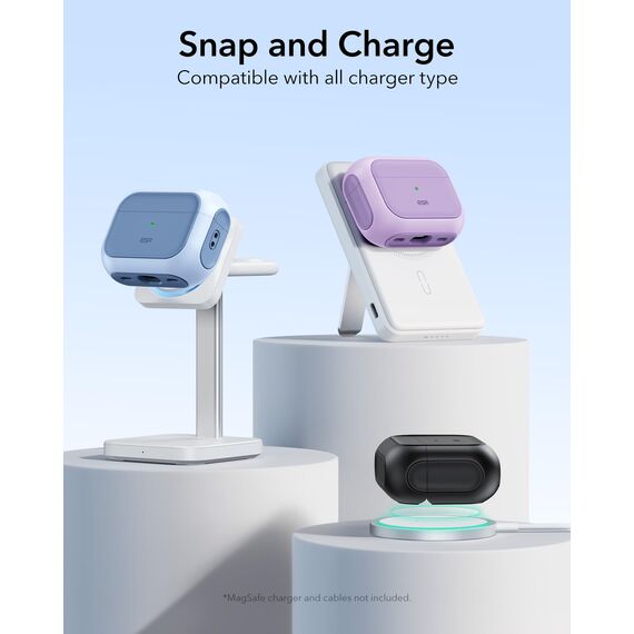 ESR für Airpods Pro 2 Hülle (2023/2022/2019), kompatibel mit AirPods Pro 2./1. Generation, MagSafe Ready, Magnetischer Deckel, USB-C/Lightning Kabel, Hybrid Sturzschutz, Schwarz