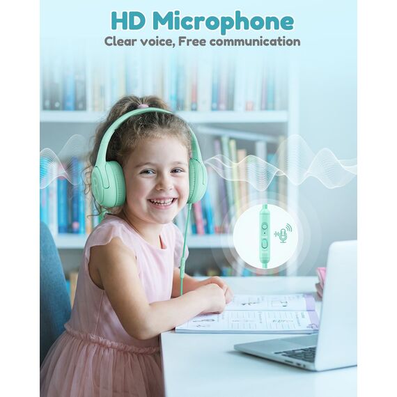 awatrue Kopfhörer Kinder, Kabel Kinderkopfhörer mit Mikrofon, Over Ear kopfhörer Kinder 85/94dB Lautstärkenbegrenzer, Stereo Sound, Faltbare, Einstellbar, Audio-Sharing