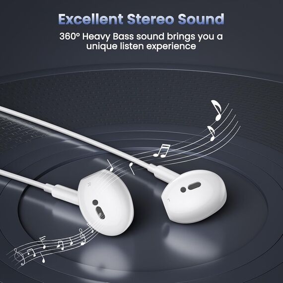 Kabelkopfhörer für iPhone 16 15, 2 Pack USB C Kopfhörer mit Kabel iPhone 15 16 Plus/Pro/Max, In Ear USBC Ohrhörer HiFi Stereo mit Mikrofon für iPad Air Mini/Samsung S25 S24 S23 S22 S20 Ultra/Pixel usw