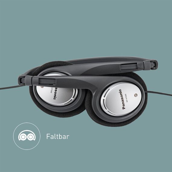 Panasonic RP-HT030E-S Leichter Kopfhörer, Faltbarer On-Ear Kopfhörer, reisefreundliches Design, 1,2 m Kabel, XBS, 3,5-mm-Klinkenstecker, Silber
