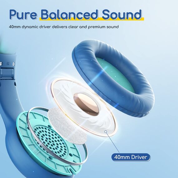 EarFun Kinder Kopfhörer, 3er-Pack, Kopfhörer Kinder mit Kabel, 85/94dB Lautstärkenbegrenzer, verstellbar, Stereo Sound, HD-Mikrofon, Audio-Sharing, Over-Ear Kinderkopfhörer für Schule/Tablet/Reisen
