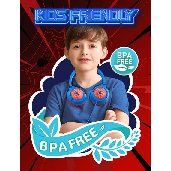 iClever Kopfhörer Kinder, Kinder Kopfhörer mit Kabel 85dBA Sichere Lautstärke, Stereo Sound, Over Ear Faltbare 3.5 mm Jack Kinder Kopfhörer für iPad, Tablets, Schule, Reisen,Schwarz und Rot