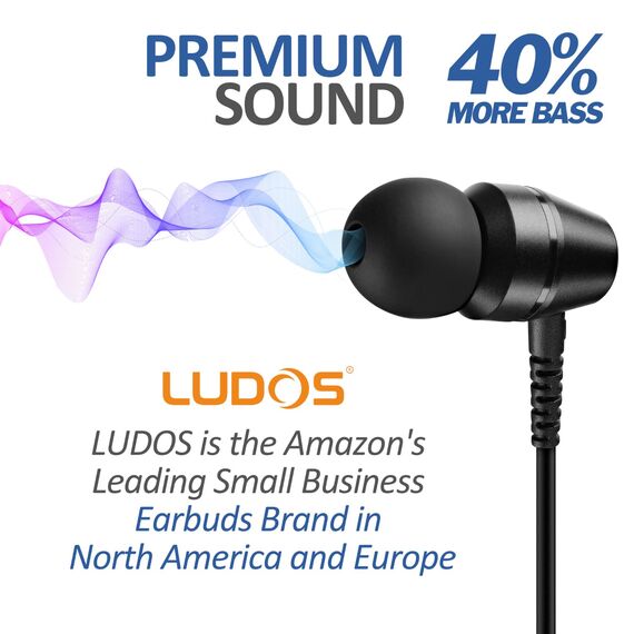 LUDOS OMNITONE Kopfhörer In Ear Kopfhörer mit Kabel und Mikrofon, 5 Jahre Garantie, In Ear Ohrhörer, 3,5 mm Klinkenstecker Earbuds, Satte Bässe Earphones, Headphones für iPhone, iPad, Huawei, Samsung