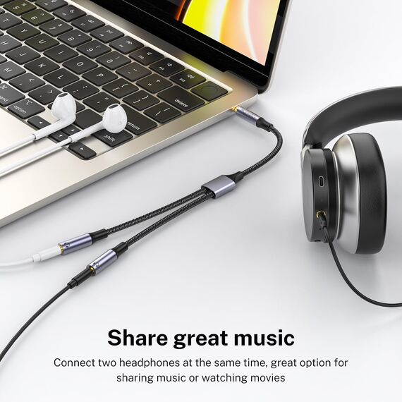 MOSWAG Audio Y Splitter Kabel, Aux Splitter Adapter 1 in 2 out, 3,5mm Stecker auf 2 Buchse Kopfhörer Adapter für Samsung, Smartphone, Kopfhörer, Lautsprecher, PS4, Switch, Tablets, PC
