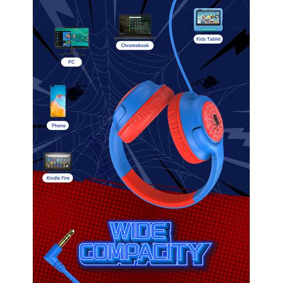iClever Kopfhörer Kinder, Kinder Kopfhörer mit Kabel 85dBA Sichere Lautstärke, Stereo Sound, Over Ear Faltbare 3.5 mm Jack Kinder Kopfhörer für iPad, Tablets, Schule, Reisen,Schwarz und Rot