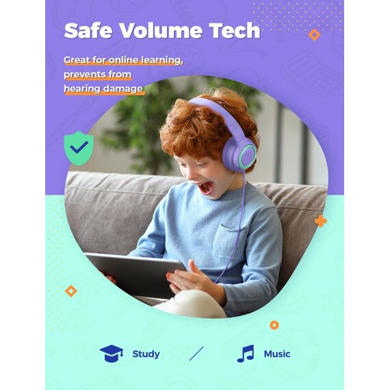 iClever Kinder Kopfhörer [2 Pack], Kabel Kopfhörer für Kinder mit Sharing Splitter-85dBA Safe Volume Limited, Tangle-Free Foldable Stereo für Schule/Tablet/Reisen