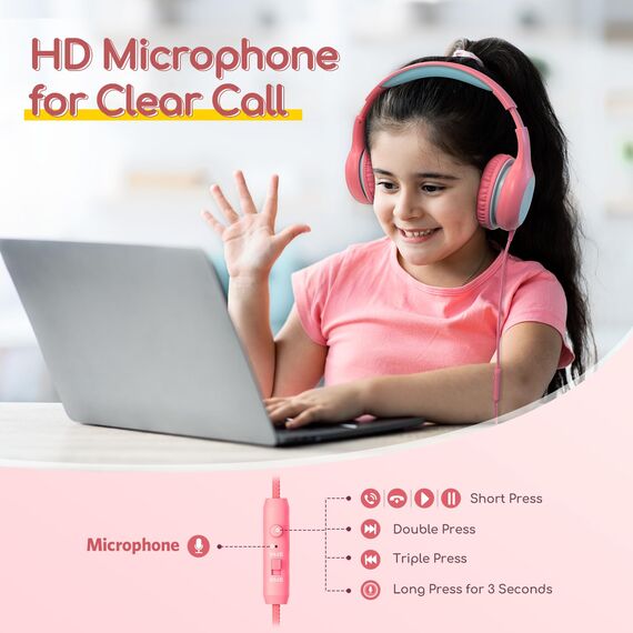 EarFun Kinder Kopfhörer, 3er-Pack, Kopfhörer Kinder mit Kabel, 85/94dB Lautstärkenbegrenzer, verstellbar, Stereo Sound, HD-Mikrofon, Audio-Sharing, Over-Ear Kinderkopfhörer für Schule/Tablet/Reisen