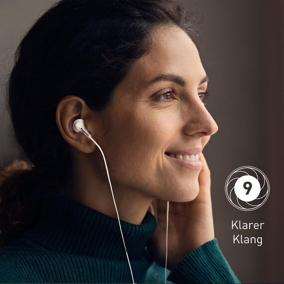 Panasonic RP-HJE125E-W In-Ohr-Kopfhörer - Drei Paar Pass-Stücke, 10-24.000 Hz, 1,1 m Kabel, weiß