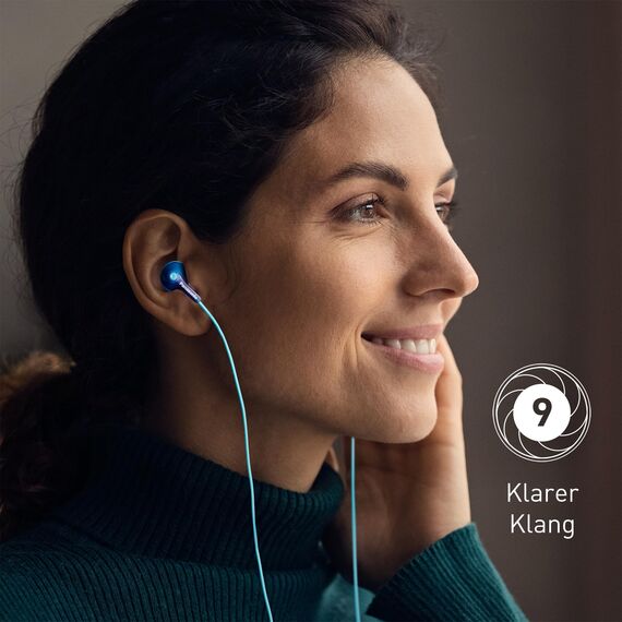 Panasonic RP-HJE125E-A ErgoFit Kabelgebundene Ohrkanalhörer, In-Ear Kopfhörer mit individueller Passform, 1,1 m langes Kabel, 3,5-mm-Klinkenstecker, Blaue