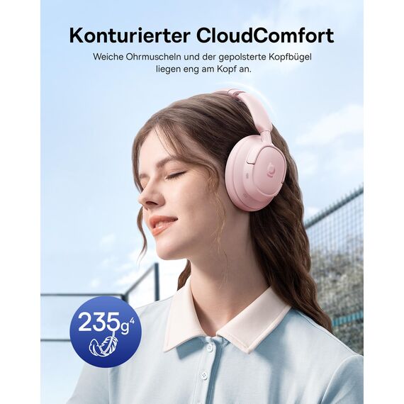 Baseus EH10 NC Bluetooth Kopfhörer mit -45dB Hybrid Active Geräuschisolierung, Over-Ear Kopfhörer mit Hi-Res & LDAC Audio und 5 KI-Mikrofon, 80 Std. Lange Spielzeit, Bluetooth 6.0, Mehrpunktverbindung