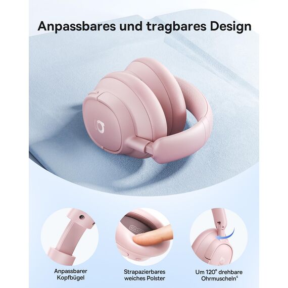 Baseus EH10 NC Bluetooth Kopfhörer mit -45dB Hybrid Active Geräuschisolierung, Over-Ear Kopfhörer mit Hi-Res & LDAC Audio und 5 KI-Mikrofon, 80 Std. Lange Spielzeit, Bluetooth 6.0, Mehrpunktverbindung