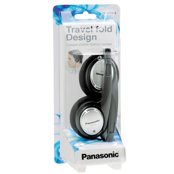 Panasonic RP-HT030E-S Leichter Kopfhörer, Faltbarer On-Ear Kopfhörer, reisefreundliches Design, 1,2 m Kabel, XBS, 3,5-mm-Klinkenstecker, Silber (Packung mit 2)