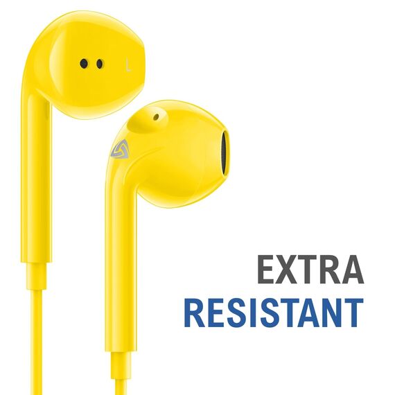 LUDOS Zenith Kopfhörer In Ear Kopfhörer mit Kabel und Mikrofon, 2-Jahre Garantie, In Ear Ohrhörer, 3,5 mm Klinkenstecker Earbuds, Satte Bässe Earphones, Headphones für iPhone, iPad, Samsung - Gelb