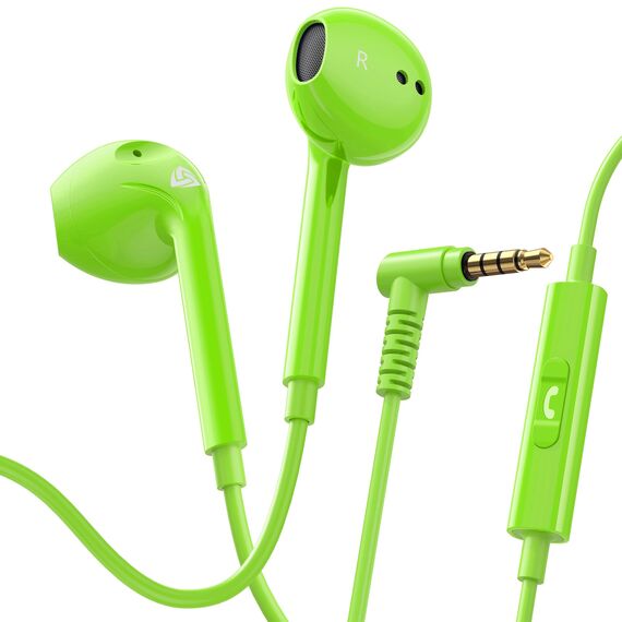 LUDOS Zenith Kopfhörer In Ear Kopfhörer mit Kabel und Mikrofon, 2-Jahre Garantie, In Ear Ohrhörer, 3,5 mm Klinkenstecker Earbuds, Satte Bässe Earphones, Headphones für iPhone, iPad, Samsung - Grün
