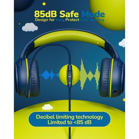 awatrue Kinder Kopfhörer[2 Pack], Kabel Kinderkopfhörer mit Mikrofon, Kopfhörer Kinder für Schule/Reisen/PC/Tablet, 85/94dB Lautstärkenbegrenzer, Stereo Sound, Faltbare, Einstellbar, Audio-Sharing