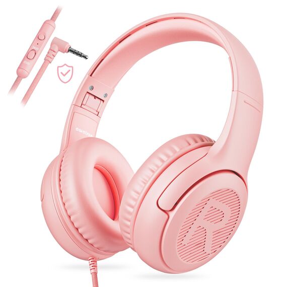 awatrue Kopfhörer Kinder, Kabel Kinderkopfhörer mit Mikrofon, Over Ear kopfhörer Kinder 85/94dB Lautstärkenbegrenzer, Stereo Sound, Faltbare, Einstellbar, Audio-Sharing