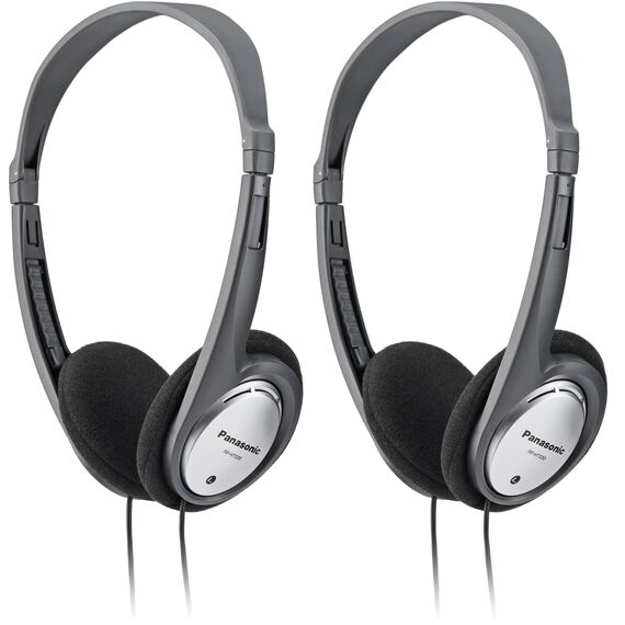 Panasonic RP-HT030E-S Leichter Kopfhörer, Faltbarer On-Ear Kopfhörer, reisefreundliches Design, 1,2 m Kabel, XBS, 3,5-mm-Klinkenstecker, Silber (Packung mit 2)