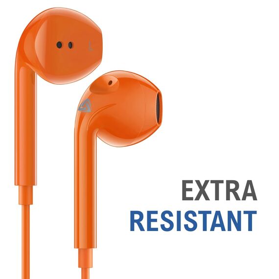 LUDOS Zenith Kopfhörer In Ear Kopfhörer mit Kabel und Mikrofon, 2-Jahre Garantie, In Ear Ohrhörer, 3,5 mm Klinkenstecker Earbuds, Satte Bässe Earphones, Headphones für iPhone, iPad, Samsung - Orange