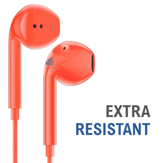 LUDOS Zenith Kopfhörer In Ear Kopfhörer mit Kabel und Mikrofon, 2-Jahre Garantie, In Ear Ohrhörer, 3,5 mm Klinkenstecker Earbuds, Satte Bässe Earphones, Headphones für iPhone, iPad, Samsung - Koralle