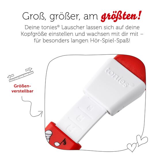 tonies-Lauscher – verstellbare & Faltbare Kinder Kopfhörer mit Lautstärkebegrenzung, Over Ear Kopfhörer mit Kabel und gepolsterten Kopfbügeln, Rot
