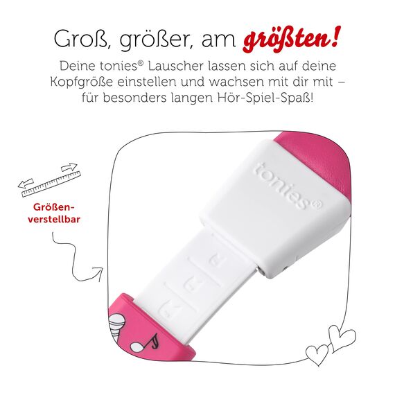 tonies-Lauscher – verstellbare & Faltbare Kinder Kopfhörer mit Lautstärkebegrenzung, Over Ear Kopfhörer mit Kabel und gepolsterten Kopfbügeln, Pink