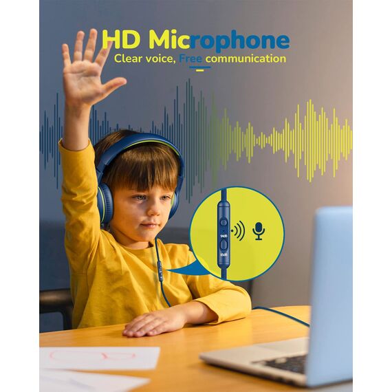 awatrue Kinder Kopfhörer[2 Pack], Kabel Kinderkopfhörer mit Mikrofon, Kopfhörer Kinder für Schule/Reisen/PC/Tablet, 85/94dB Lautstärkenbegrenzer, Stereo Sound, Faltbare, Einstellbar, Audio-Sharing