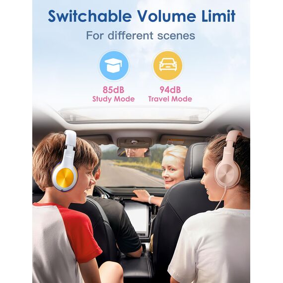 Nabevi Kopfhörer Kinder, Kinder Kopfhörer mit Kabel, 85/94dB Lautstärkegrenze, HD-Stereoton, Sharing-Funktion, Faltbare Over-Ear Kinderkopfhörer mit Mikrofon für Schule/Reise/Tablet/iPad, Sand Rosa