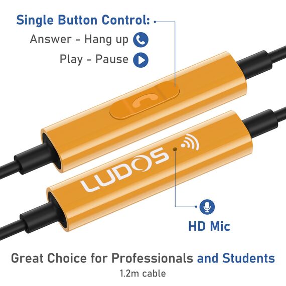 LUDOS OMNITONE USB C Kopfhörer, 5 Jahre Garantie für iPhone 17 16 15 Pro Max Plus Air Samsung Galaxy S24 S23 Ultra S22 S21 FE S20 A53 A54, USB Typ C Ohrhörer mit Mikrofon In-Ear mit Kabel für iPad
